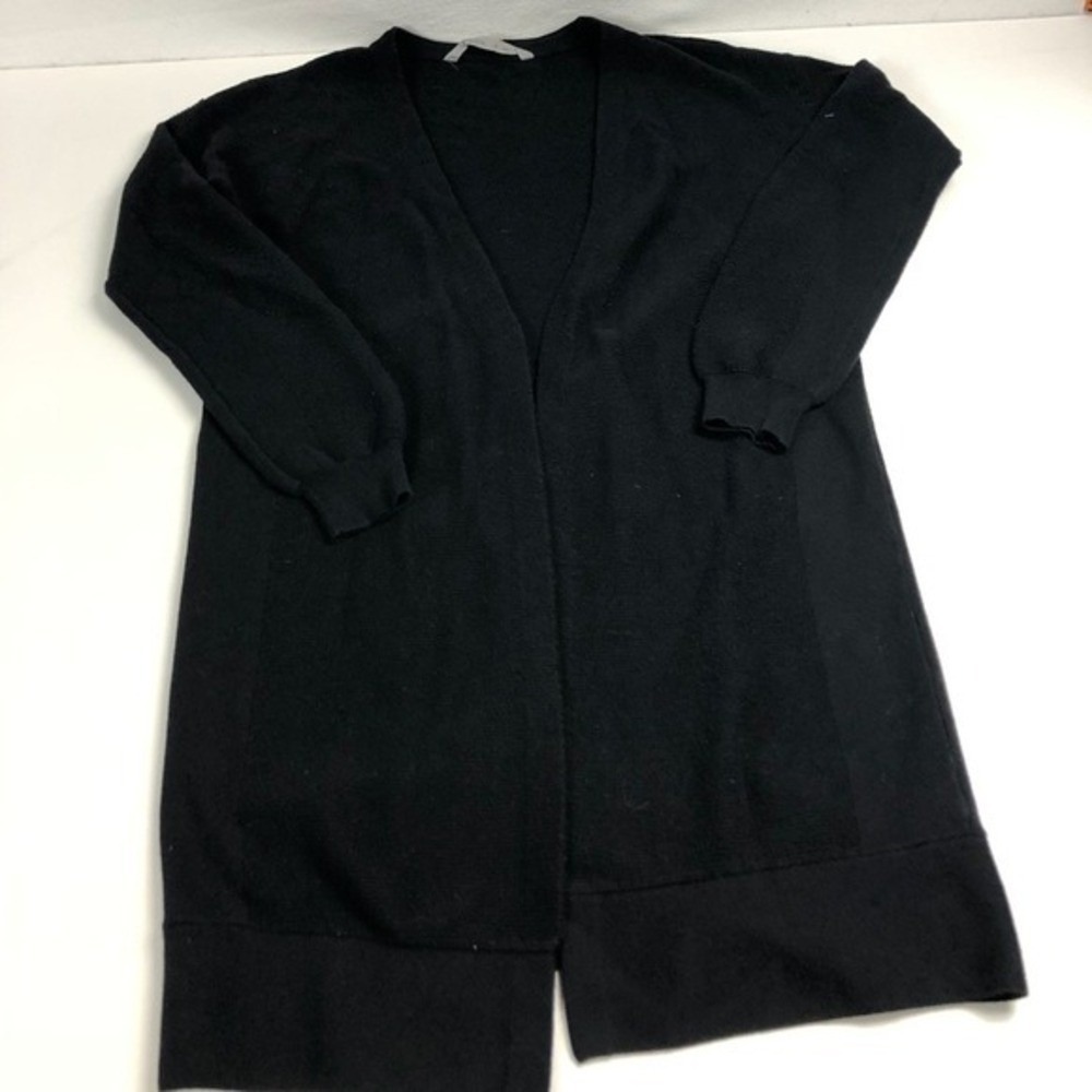 Athleta Black Open Front‎ Cardigan Sweater Women's Medium Longline Knit Layering
